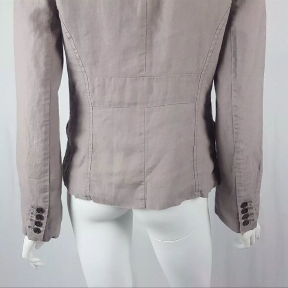 LOFT Womens Size 2 Gray Long Sleeve Lined 100% Linen Career Blazer - Picture 6 of 8